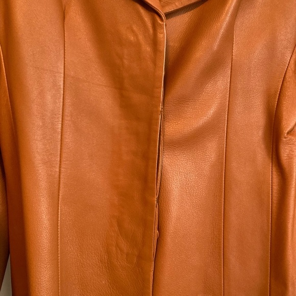 Caramel real leather jacket in well cared for condition.  Measurements in pics. - Picture 6 of 12
